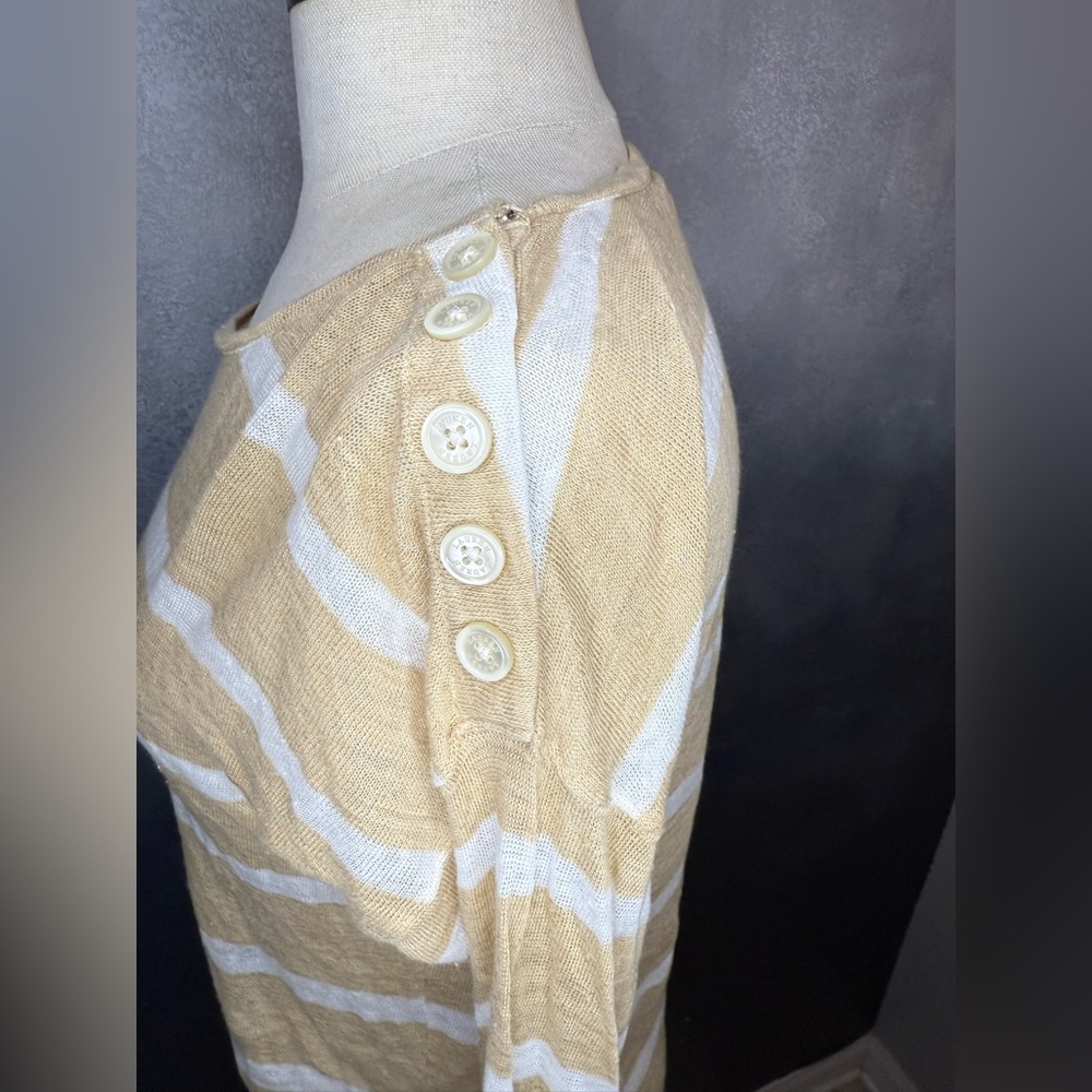 Lauren Ralph Lauren Striped Long Sleeve Top 100% Linen - Picture 6 of 9